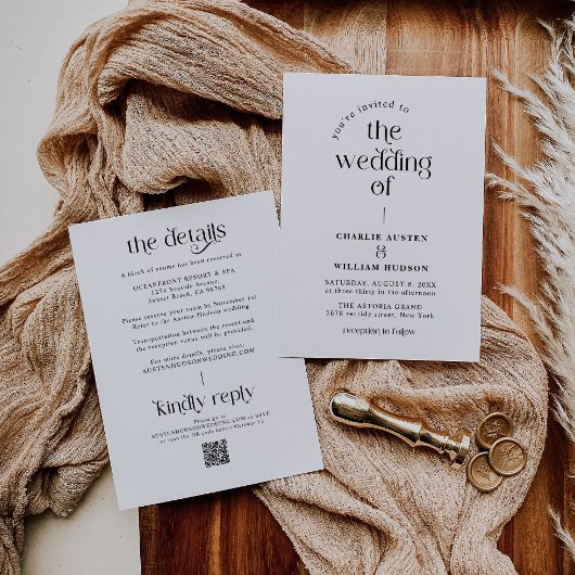 Invitation Élégant Mariage de typographie rétro