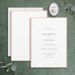 Invitation Élégant Mariage de typographie rose et blanc<br><div class="desc">Un magnifique faire-part de mariage de typographie pour un été ou un mariage de automne ! Cette belle et élégante conception présente un bord rose vif autour d'une invitation blanche, avec une typographie moderne en noir doux. Un design simple et minimaliste. Merci tellement pour soutenir notre petite entreprise, nous l'apprécions...</div>