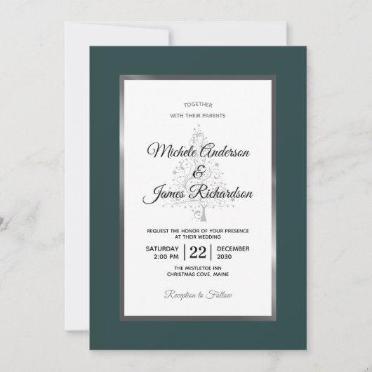 Invitation Élégant Mariage de vacances Emerald Silver (Devant)
