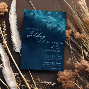 Invitation Élégant Mariage de vague de l'océan bleu profond