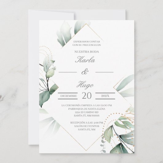 Invitation Elégant mariage de verdure (Devant)