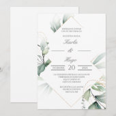 Invitation Elégant mariage de verdure (Devant / Derrière)