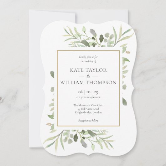 Invitation Elégant Mariage de verdure (Devant)