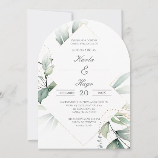 Invitation Elégant mariage de verdure (Devant)