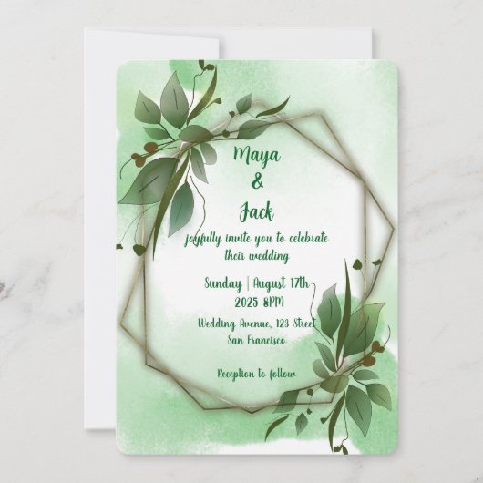 Invitation Elégant mariage de verdure (Devant)