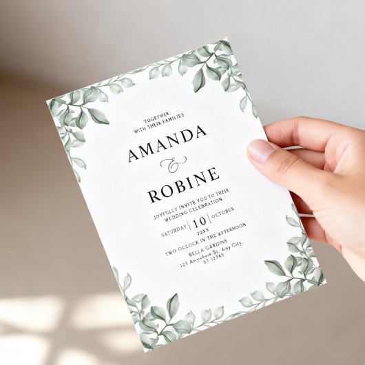 Invitation Élégant mariage de verdure botanique