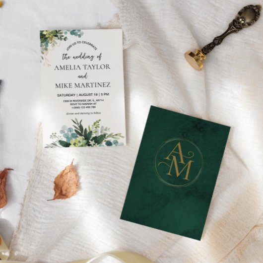 Invitation Élégant Mariage de verdure émeraude