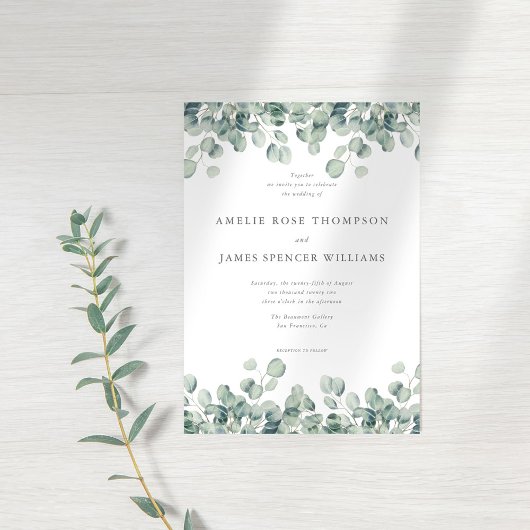 Invitation Elégant Mariage de verdure Eucalyptus