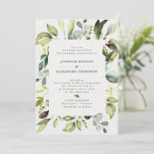 Invitation Elégant Mariage de verdure Eucalyptus (Debout devant)