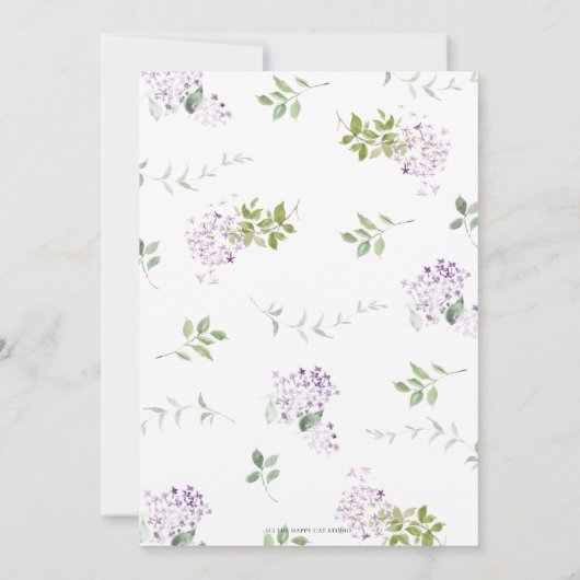 Invitation Élégant Mariage de verdure fleurie mauve Lilac (Dos)