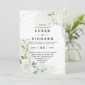 Invitation Élégant Mariage de verdure géométrique géométrique (Debout devant)