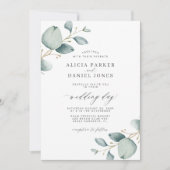 Invitation Elégant mariage de verdure moderne eucalyptus (Devant)