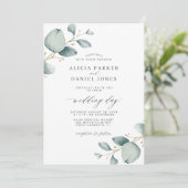 Invitation Elégant mariage de verdure moderne eucalyptus (Debout devant)