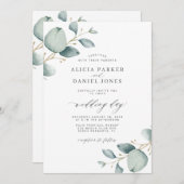 Invitation Elégant mariage de verdure moderne eucalyptus (Devant / Derrière)