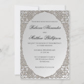 Invitation Élégant Mariage décoratif Argent (Devant)