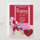 Invitation Élégant Mariage décoratif Saint-Valentin rouge rom (Devant)