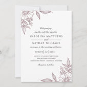 Invitation Elégant Mariage des coins floraux Mauve QR Code (Devant)