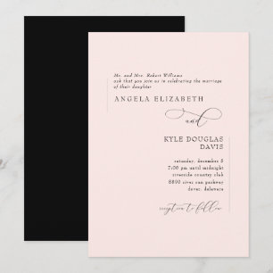 Invitation Élégant Mariage des Parents de la Mariée Rose & No