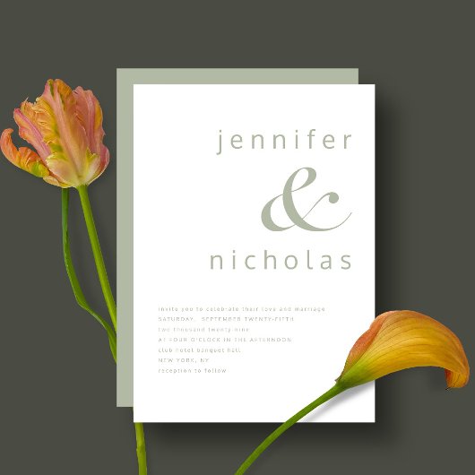 Invitation Élégant Mariage d'escompte vert