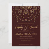 Invitation Élégant Mariage design élégant Maroon Gold Design (Devant)