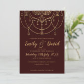 Invitation Élégant Mariage design élégant Maroon Gold Design (Debout devant)