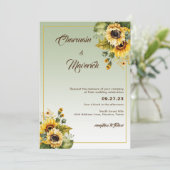 Invitation Élégant Mariage d'été de tournesol vert Sage (Debout devant)