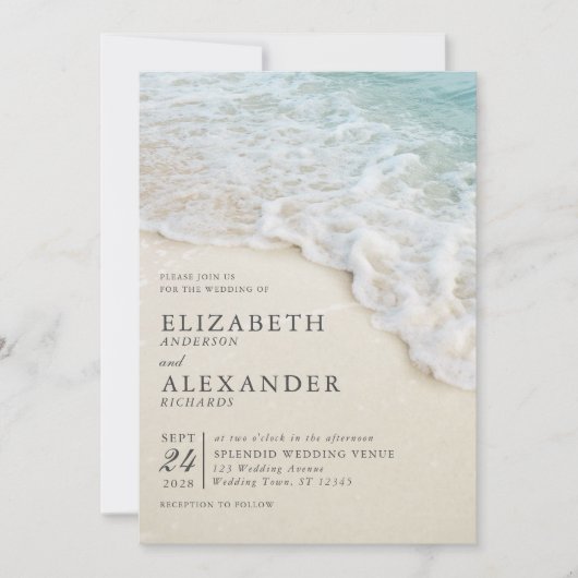 Invitation Elégant Mariage d'été Ocean Beach (Devant)