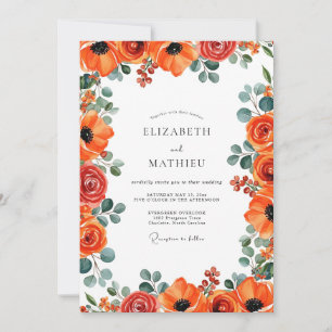 Invitation Élégant mariage d'été orange brûlé