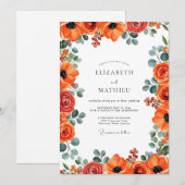 Invitation Élégant mariage d'été orange brûlé (Devant / Derrière)