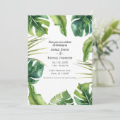 Invitation Élégant mariage d'été tropical avec feuilles de pa (Debout devant)
