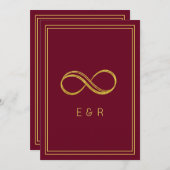 Invitation Élégant Mariage d'éternité or de Bourgogne (Devant / Derrière)