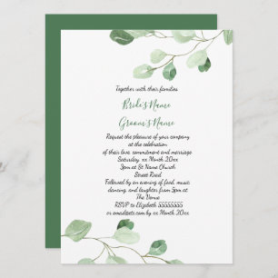 Invitation élégant mariage d'eucalyptus aquarelle