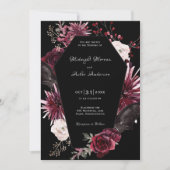 Invitation Élégant Mariage d'Halloween gothique Floral Coffin (Devant)