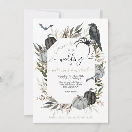 Invitation Élégant Mariage d'Halloween moderne (Devant)