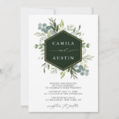 Invitation Élégant Mariage d'Hexagon d'or de verdure (Devant)