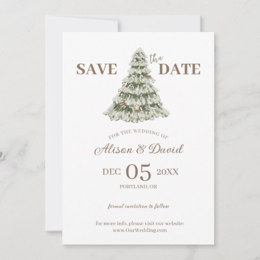 Invitation Élégant Mariage d'hiver simple Enregistrer la date (Devant)