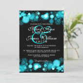 Invitation Élégant Mariage d'hiver Turquoise Lights (Debout devant)