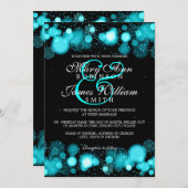Invitation Élégant Mariage d'hiver Turquoise Lights (Devant / Derrière)