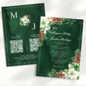 Invitation Élégant mariage d'hiver vert émeraude florale