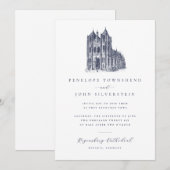 Invitation Élégant Mariage d'illustration de la cathédrale Vi (Devant / Derrière)