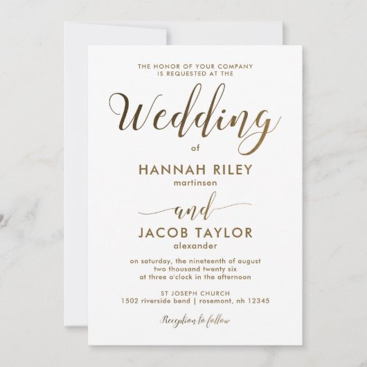 Invitation Élégant Mariage d'impression géométrique noir et o (Devant)