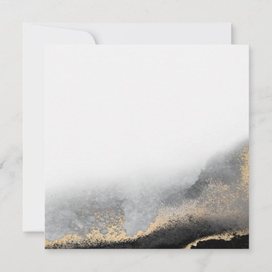 Invitation Élégant Mariage d'opulence en marbre noir et or (Dos)