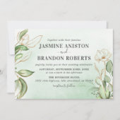 Invitation Élégant Mariage d'or Eucalyptus (Devant)