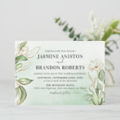 Invitation Élégant Mariage d'or Eucalyptus (Debout devant)