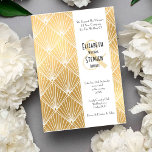 Invitation Elégant Mariage d'or Gatsby Art Déco des années 19<br><div class="desc">Design élégant Gatsby Art Déco des années 1920, Mariage blanc et or. Avec un motif géométrique inspiré des classiques Art déco, les modèles ont été aménagés pour vous permettre d'ajouter vos propres détails. Si vous souhaitez modifier le style ou la couleur de la police, cliquez sur l'onglet personnaliser à la...</div>