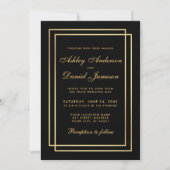 Invitation Elégant Mariage d'or moderne Black White Invitatio (Devant)