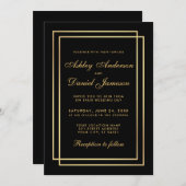 Invitation Elégant Mariage d'or moderne Black White Invitatio (Devant / Derrière)