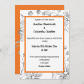 INVITATION ÉLÉGANT MARIAGE D'ORANGE BLANC BLANC EN ARGENT BOT (Devant / Derrière)