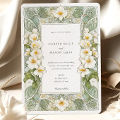 Invitation Élégant Mariage d'orchidée blanche Art Nouveau