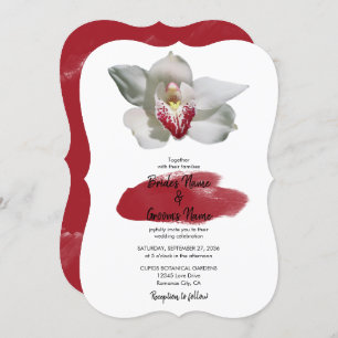 Invitation Elégant mariage d'orchidée bordeaux blanc Invitati